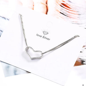 Heart Double Box Chains Bracelet 925 Silver Jewelry
