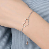 Heart Double Box Chains Bracelet 925 Silver Jewelry