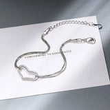 Heart Double Box Chains Bracelet 925 Silver Jewelry