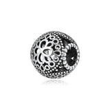 925 Silver Openwork Flower Charm for Bracelet Bead Making