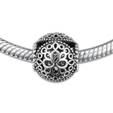 925 Silver Openwork Flower Charm for Bracelet Bead Making