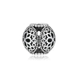 925 Silver Openwork Flower Charm for Bracelet Bead Making