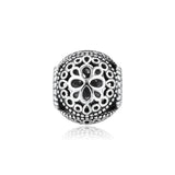925 Silver Openwork Flower Charm for Bracelet Bead Making