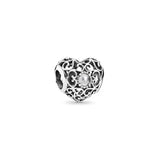 Openwork Heart Birthstone Beads Real 925 Silver March Birthday Charms