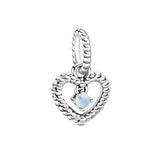 Heart Pendant Birthstone Charms 925 Silver Beads for Bracelet
