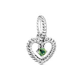 Heart Pendant Birthstone Charms 925 Silver Beads for Bracelet