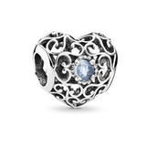 Heart Pendant Birthstone Charms 925 Silver Beads for Bracelet