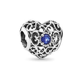 Heart Pendant Birthstone Charms 925 Silver Beads for Bracelet