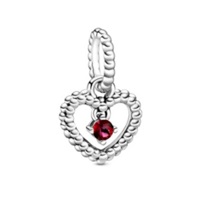 Heart Pendant Birthstone Charms 925 Silver Beads for Bracelet