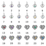 Heart Pendant Birthstone Charms 925 Silver Beads for Bracelet
