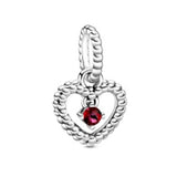 Heart Pendant Birthstone Charms 925 Silver Beads for Bracelet