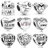 925 Silver Openwork Ings & Mum Heart Bead