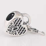 Love You Lock Beads Charms, 925 Sterling Silver