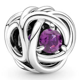 Openwork Multicolor Birthstone Circle Beads 925 Silver Charm