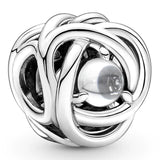 Openwork Multicolor Birthstone Circle Beads 925 Silver Charm