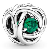 Multi Month Birthstone Eternity Circle Beads 925 Silver Charm