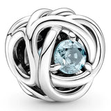 Multi Month Birthstone Eternity Circle Beads 925 Silver Charm