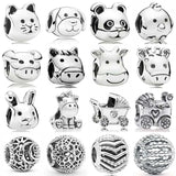 Openwork Sun Stars Moon Rabbit Charm 925 Silver Beads for Bracelet DIY