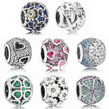 Openwork Tumbling Hearts With CZ & Night Sky Beads Charms Fit Europe Bracelet