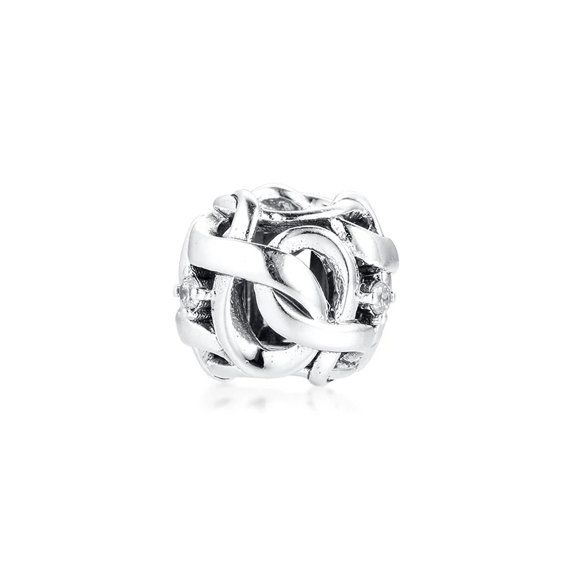 Openwork Woven Infinity Charm 925 Silver Beads for Jewellry Making