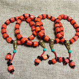 Coral Cylindrical Wheel Bead Bracelet Retro Ethnic Bright Fashion