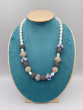 Orange Enamel Balls Necklace Mesh Beads Freshwater Pearls Gift