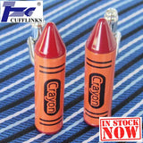 Orange Crayon Cufflink Cuff Link 2 Pairs