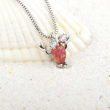 Orange Fire Opal Lobster Pendant Necklace for Women Girls