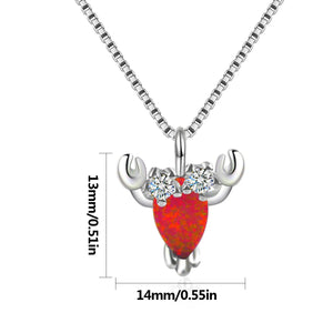 Orange Fire Opal Lobster Pendant Necklace for Women Girls