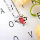 Orange Fire Opal Lobster Pendant Necklace for Women Girls
