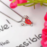 Orange Fire Opal Lobster Pendant Necklace for Women Girls
