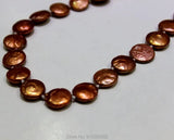 Orange Freshwater Pearl Necklace Coin Shape 12mm
