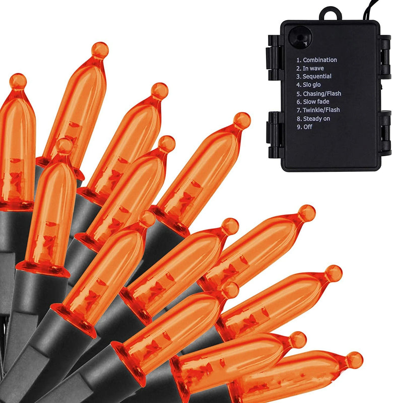 Orange Halloween Lights, LED 8 Modes String Lights Indoor Outdoor