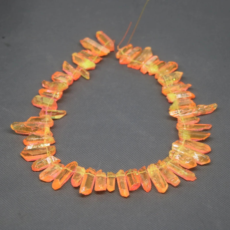 Orange Quartz Point Pendant Choker Necklace