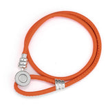 Orange Moments Double Leather Bracelet 925 Sterling Silver Bracelet