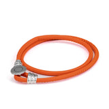 Orange Moments Double Leather Bracelet 925 Sterling Silver Bracelet