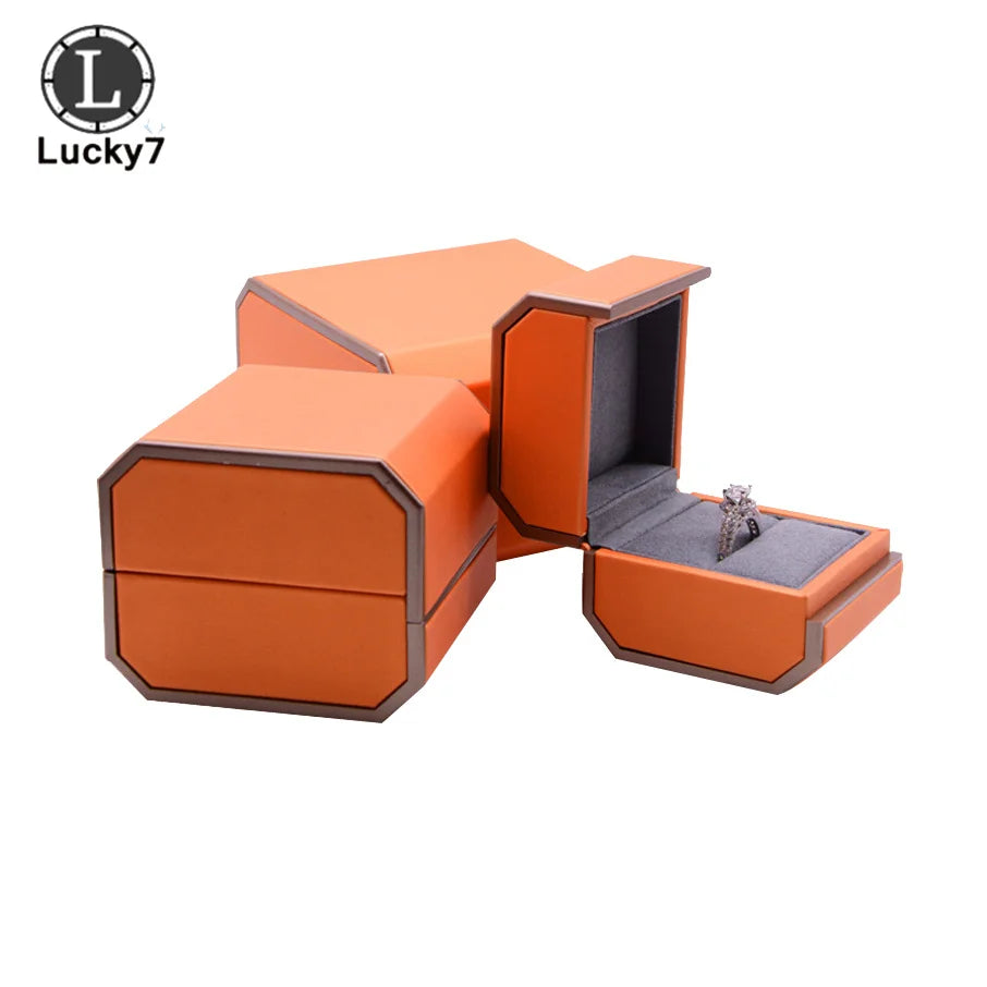 Orange Octagonal Magnetic Jewelry Box Pendant Bracelet Box Set