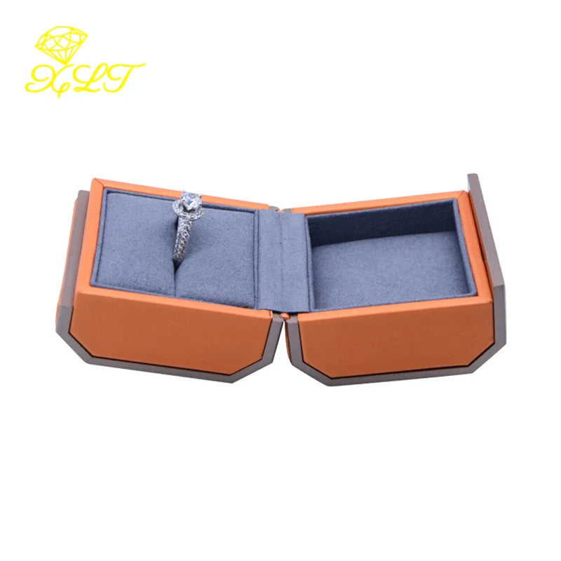 Orange Octagonal Magnetic Jewelry Box Pendant Bracelet Case Necklace Storage