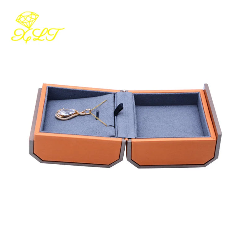Orange Octagonal Magnetic Jewelry Box Pendant Bracelet Case Necklace Storage