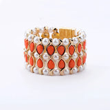 Orange Resin Bead Magnet Bangle Pearl Chains Charm Bracelet