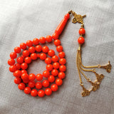 Orange Resin 10mm 51 Beads Tasbih Man's Muslim Rosary Tassel Islam Gift