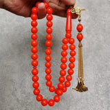 Orange Resin 10mm 51 Beads Tasbih Man's Muslim Rosary Tassel Islam Gift