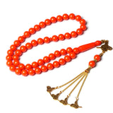 Orange Resin 10mm 51 Beads Tasbih Man's Muslim Rosary Tassel Islam Gift