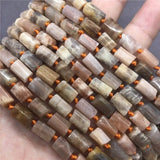 Orange Sun Stone Prism Cube Beads Natural Stone Spacer for DIY Jewelry