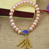 Orange Pearl Beaded Bracelet with Tassels and Cloisonne Jewelry