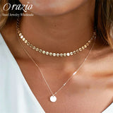 2pcs Stainless Steel Charm Pendant Necklaces Women Jewelry