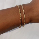 3Pcs 14K Plated Steel Rope Disc Chain Bracelet Men Personalized Jewelry Gift