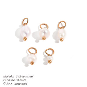 5pcs Freshwater Pearl Pendants Sets Stainless Steel Necklace Accessories