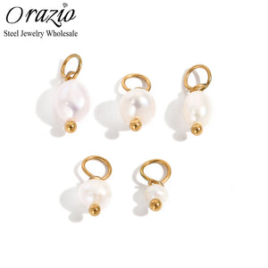 5pcs Freshwater Pearl Pendants Sets Stainless Steel Necklace Accessories