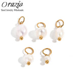 5pcs Freshwater Pearl Pendants Sets Stainless Steel Necklace Accessories